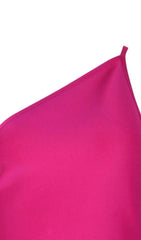 Hot Pink One-Shoulder Bodycon Midi Cocktail Dress