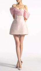 Achazia Pink Draped Corset Mini Dress