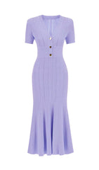 Eduardo Chic Lavender Ribbed Knit Midi Dress