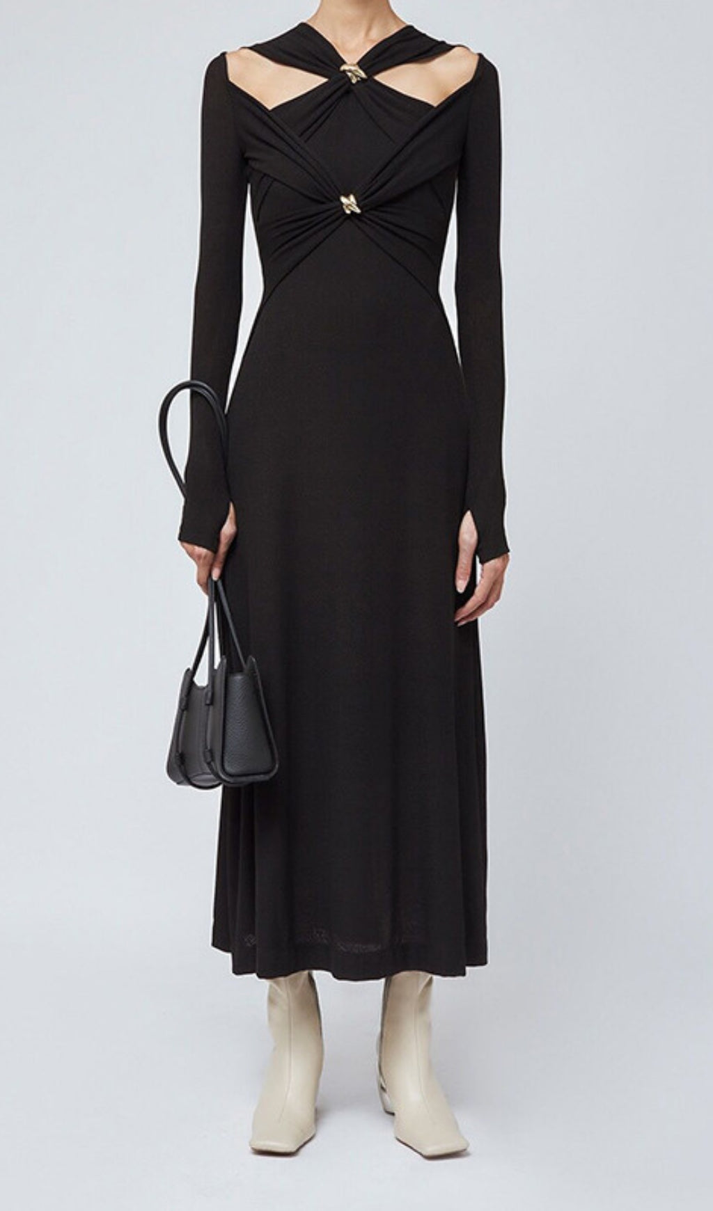 Braydon Chic Cutout Knit Long Sleeve Midi Dress