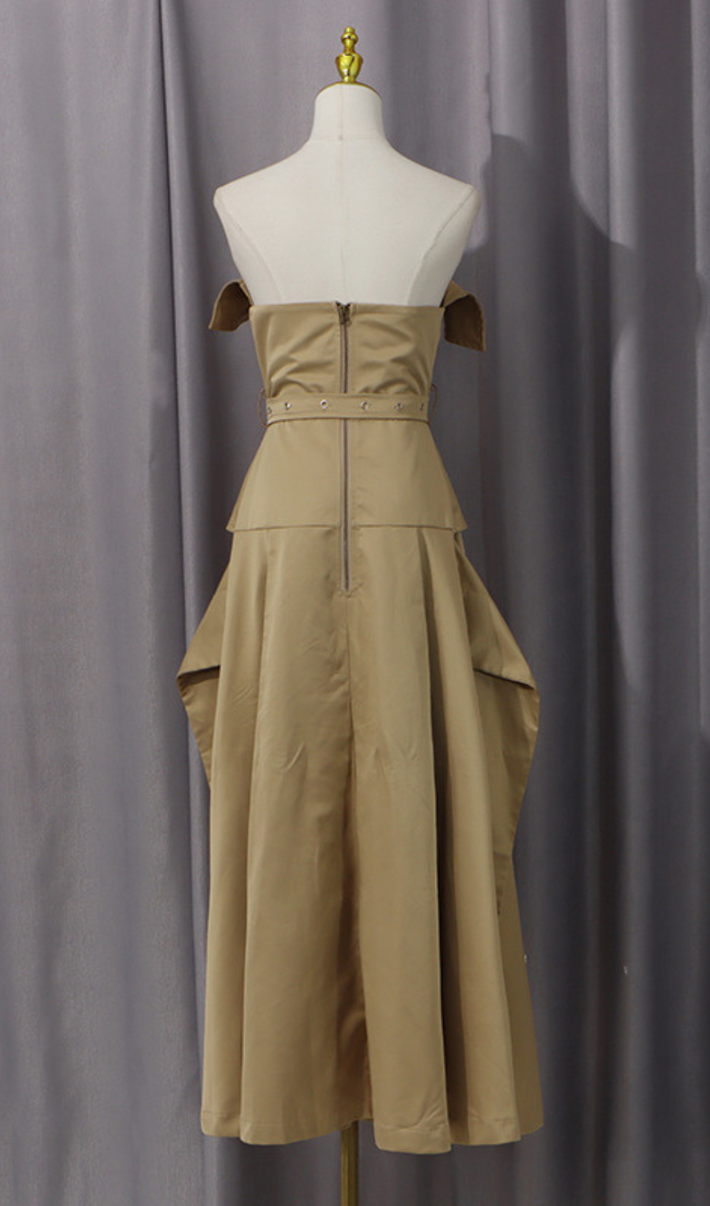Gazelle Strapless Belted Trench Midi Dress