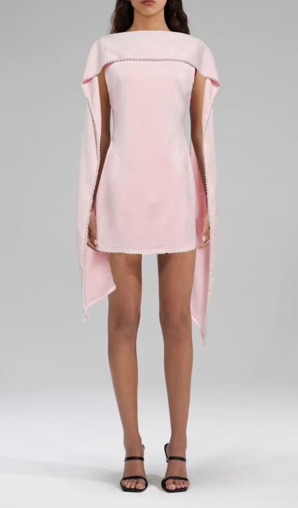 Johari Pearl-Trimmed Cape Mini Dress