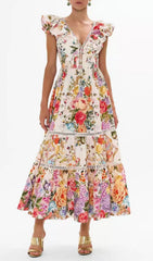 Efrem Vibrant Floral Tiered Midi Dress