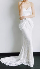 Cait Romantic White Lace & Satin Corset Mermaid Wedding Dress