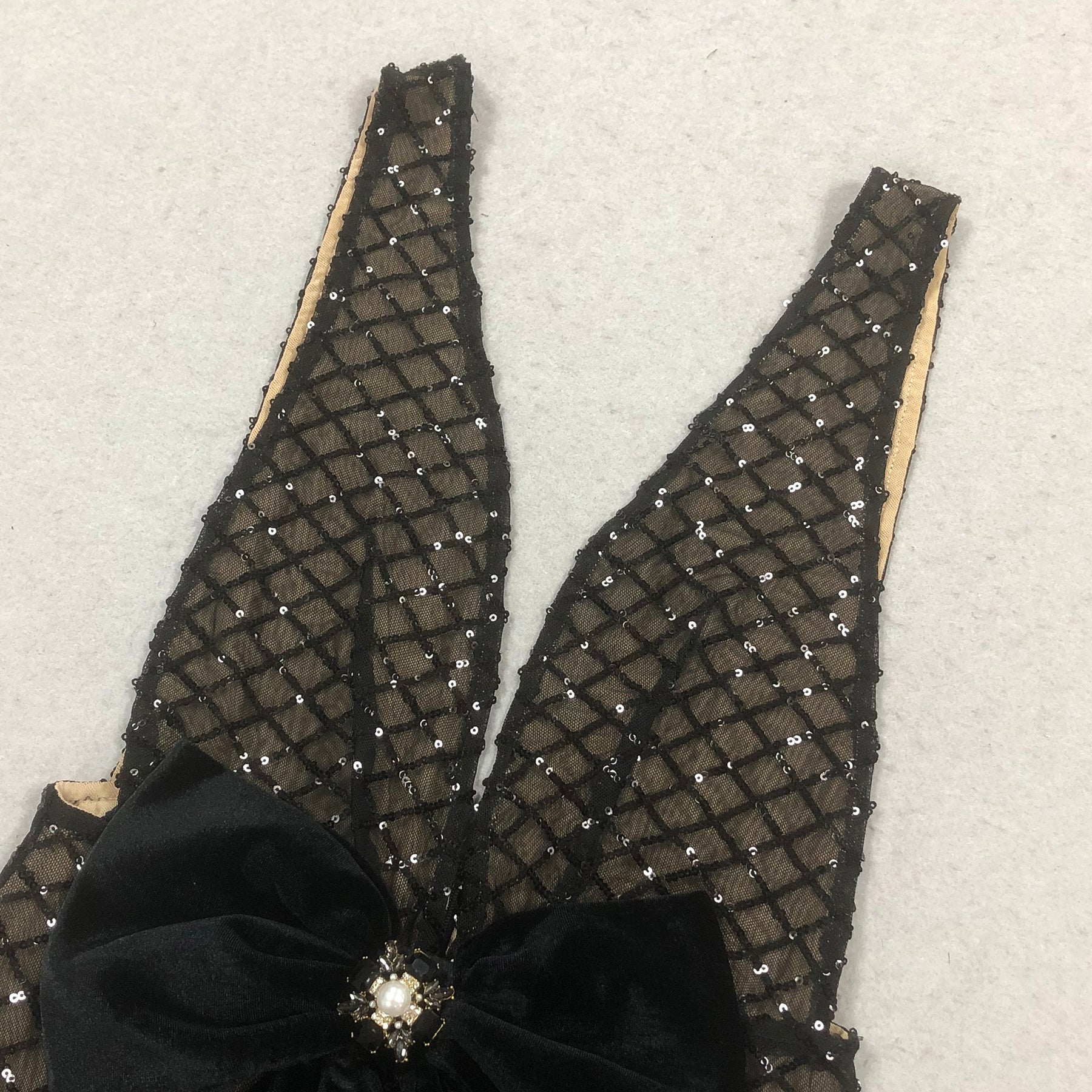 Duaa Black Sequin & Velvet Bow Maxi Dress