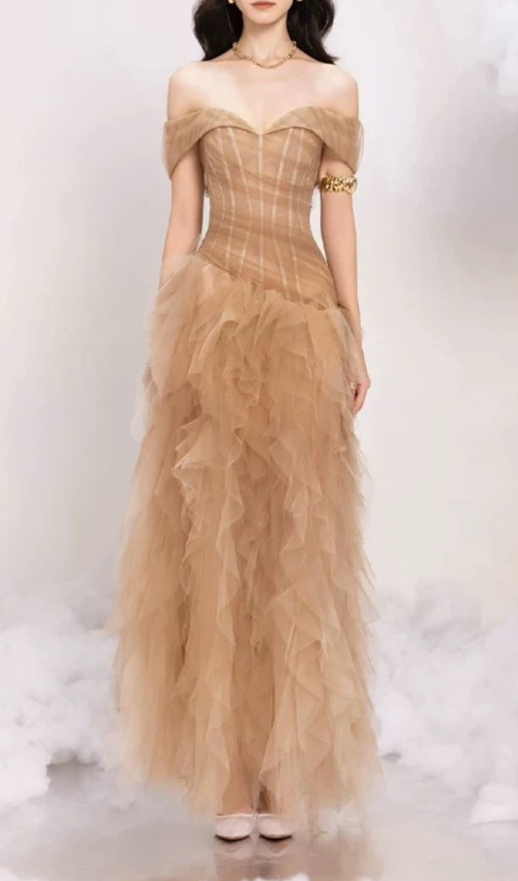 Ersa Off-Shoulder Corset Maxi Dress