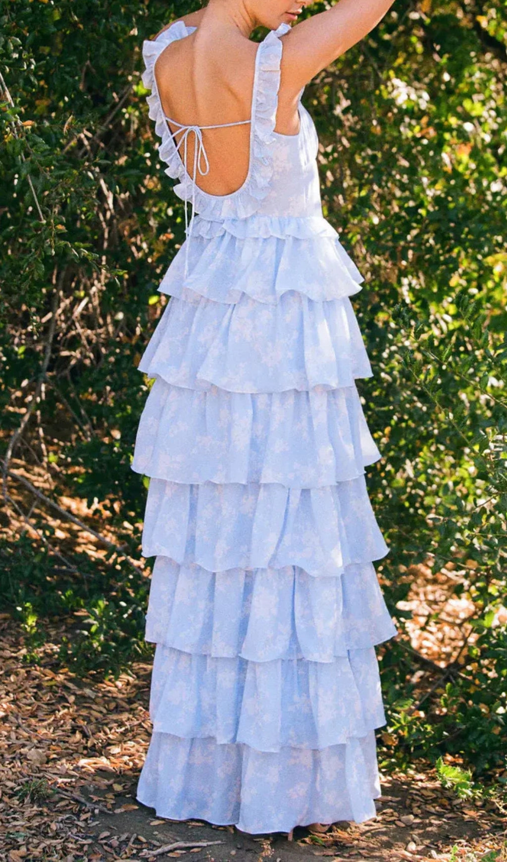 Eulalia Dreamy Blue Tiered Ruffle Maxi Dress