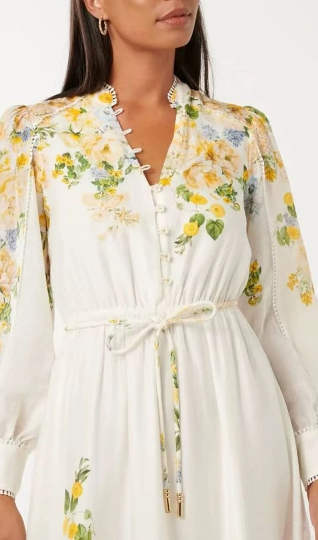Fergal Romantic Floral Lantern Sleeve Midi Dress