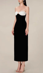 Emilia Chic Black Knot Bust Midi Dress
