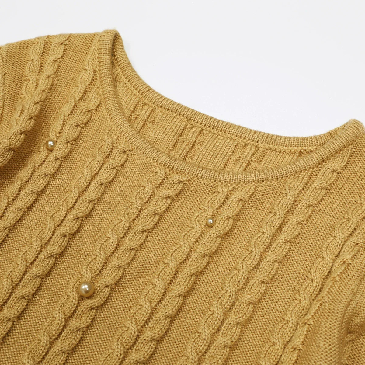 Jace Pearl Embellished Cable Knit Midi Dress