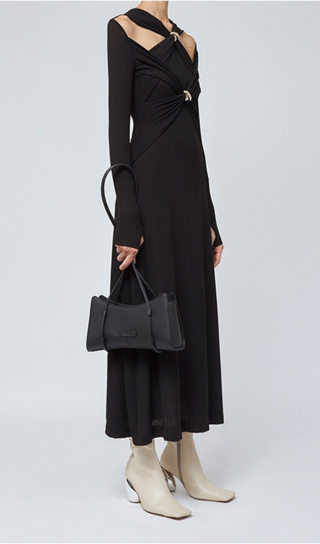 Braydon Chic Cutout Knit Long Sleeve Midi Dress