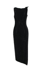 Dazzling Black Sequin Midi Dress