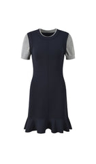 Chic Contrast Trim Short Sleeve Knit Dress