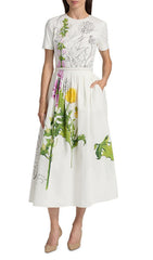 Issac White Artistic Floral Midi Dress