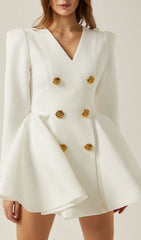 Ilene White Double-Breasted Blazer Mini Dress