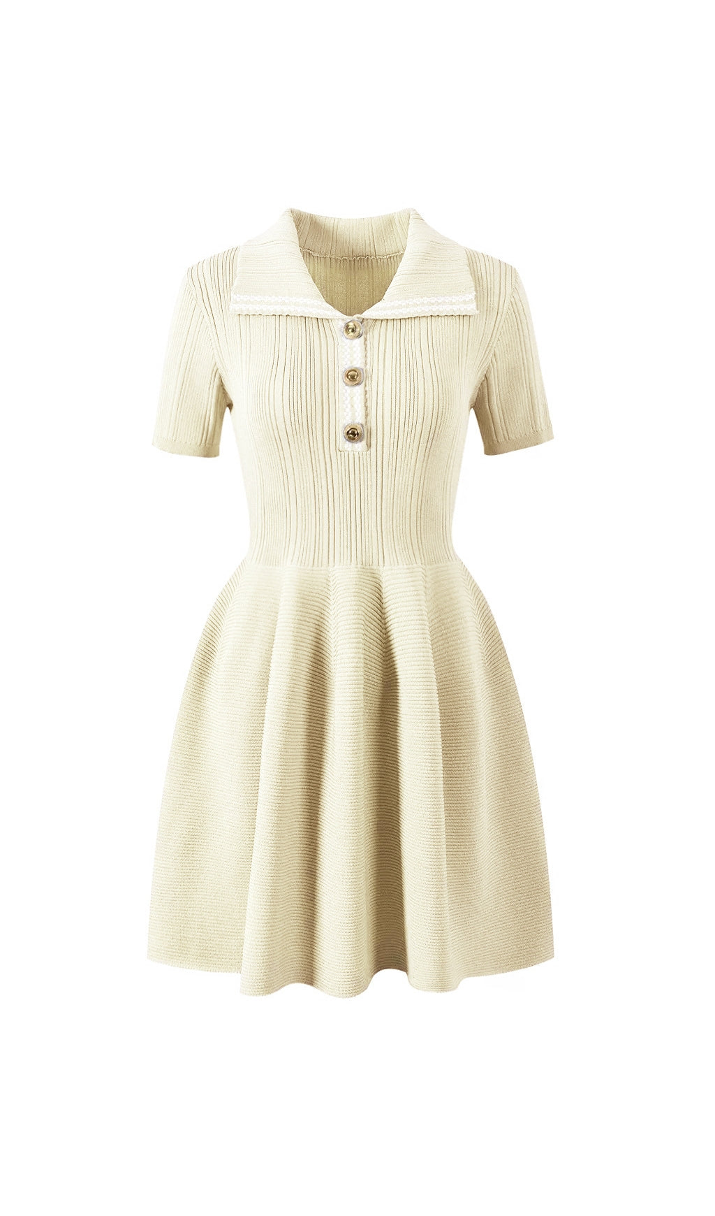 Etta Chic Sky Blue Ribbed Knit Polo Mini Dress for Women