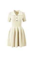 Etta Chic Sky Blue Ribbed Knit Polo Mini Dress for Women