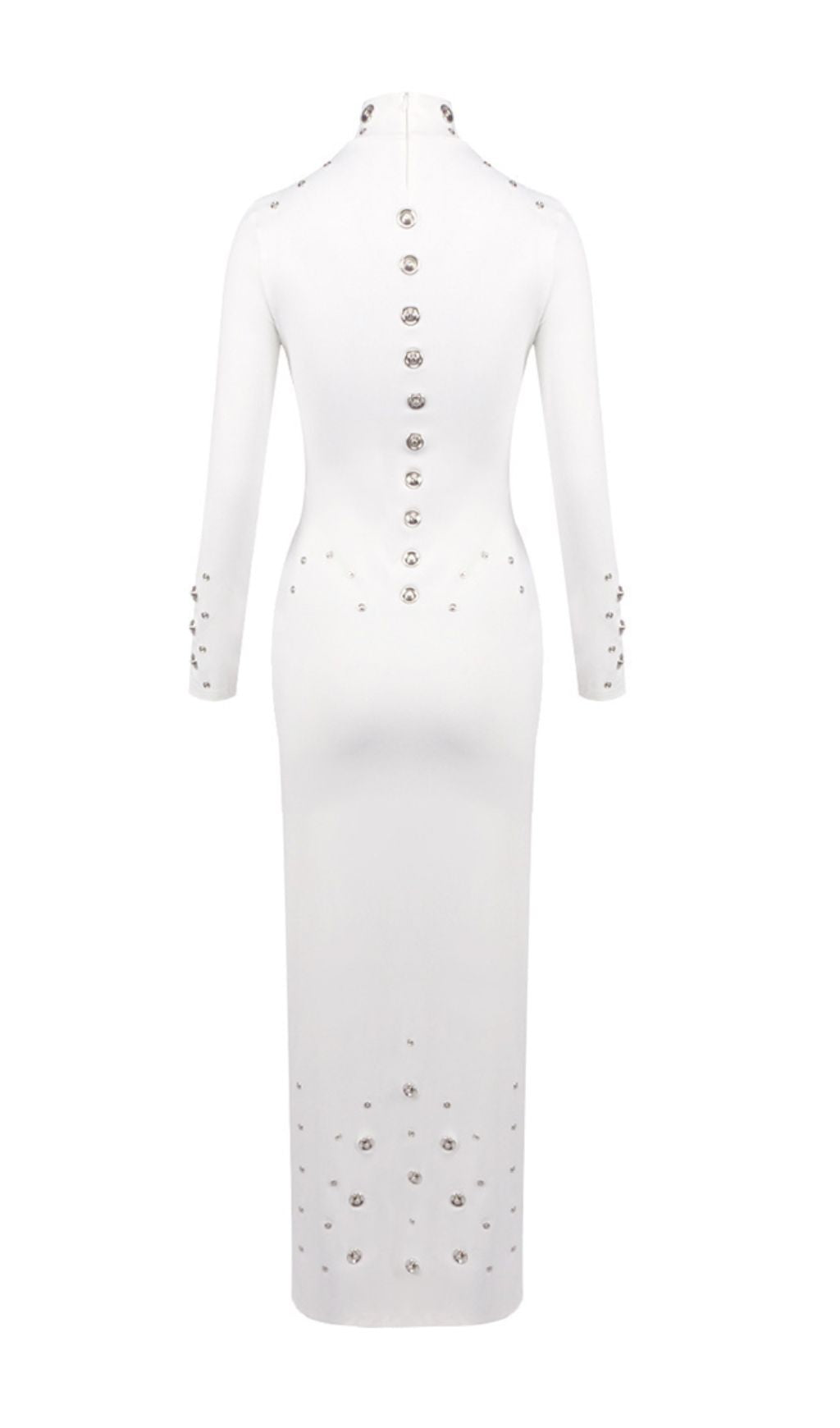 Ishana White Embellished Mock Neck Maxi Gown