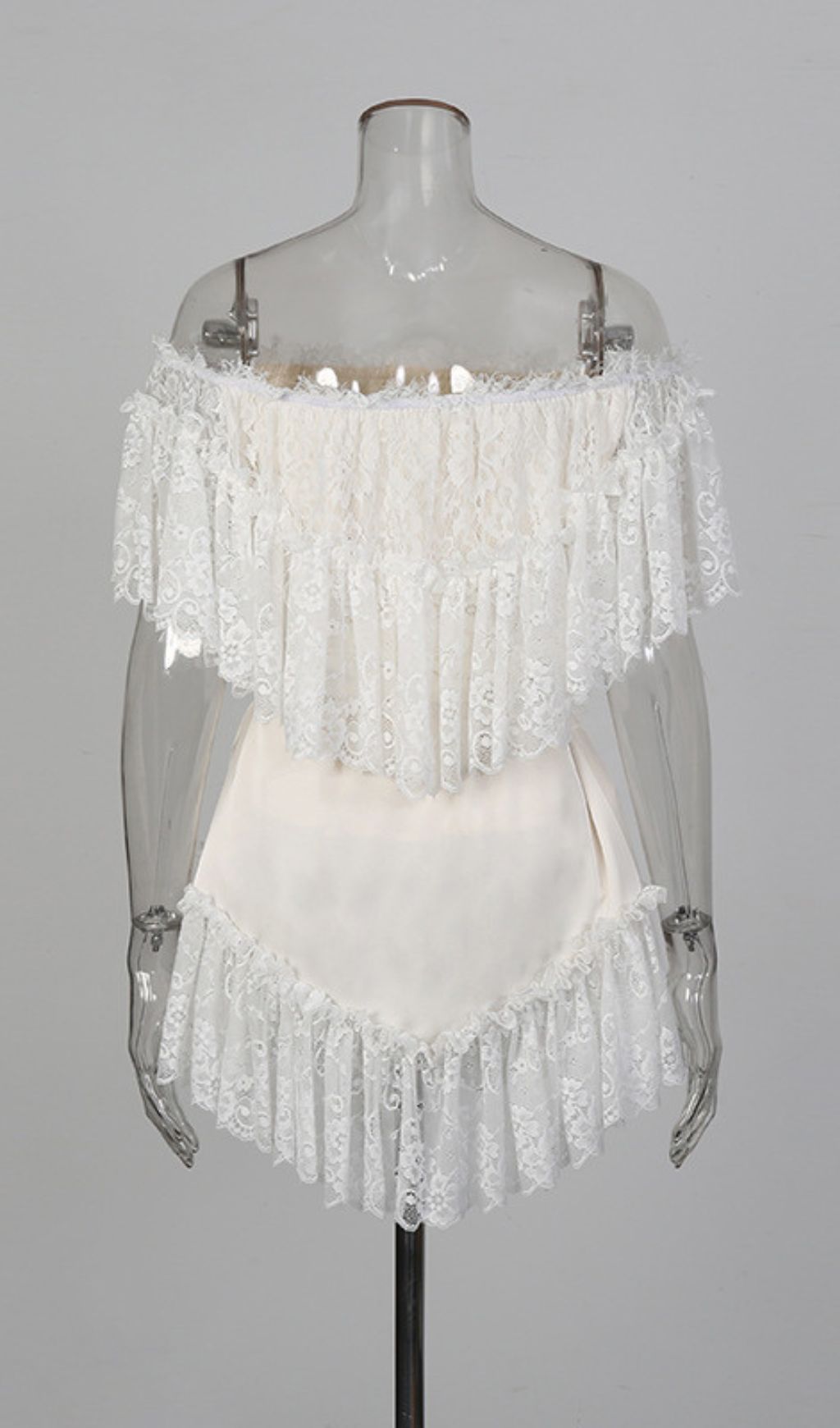 Basye Enchanting Off-Shoulder Lace Mini Dress