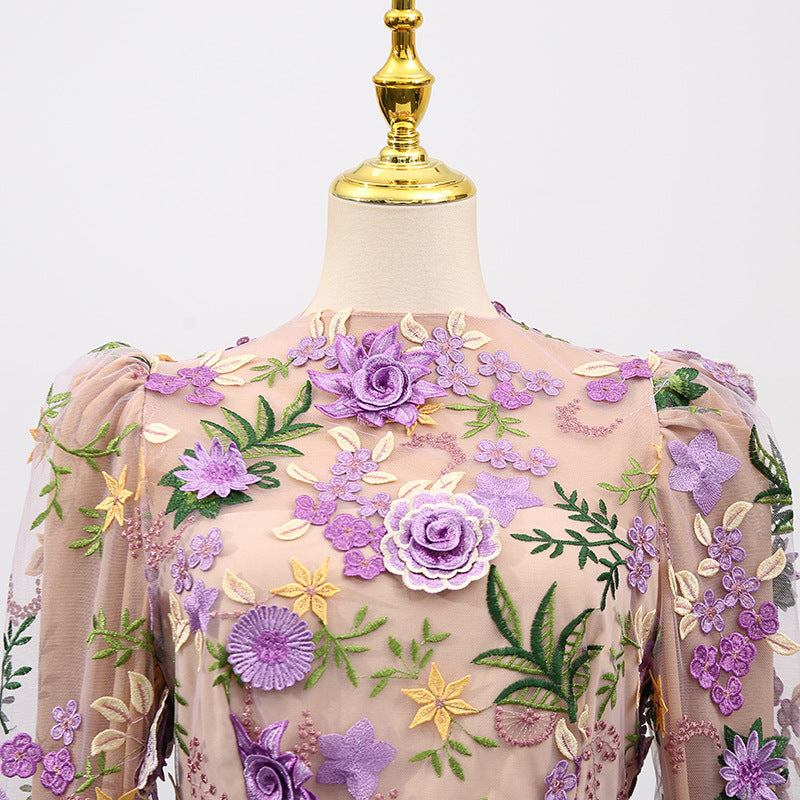 Emrys "In Bloom" Floral Embroidered Puff Sleeve Mini Dress