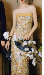 Colista Golden Blossom Strapless Maxi Gown