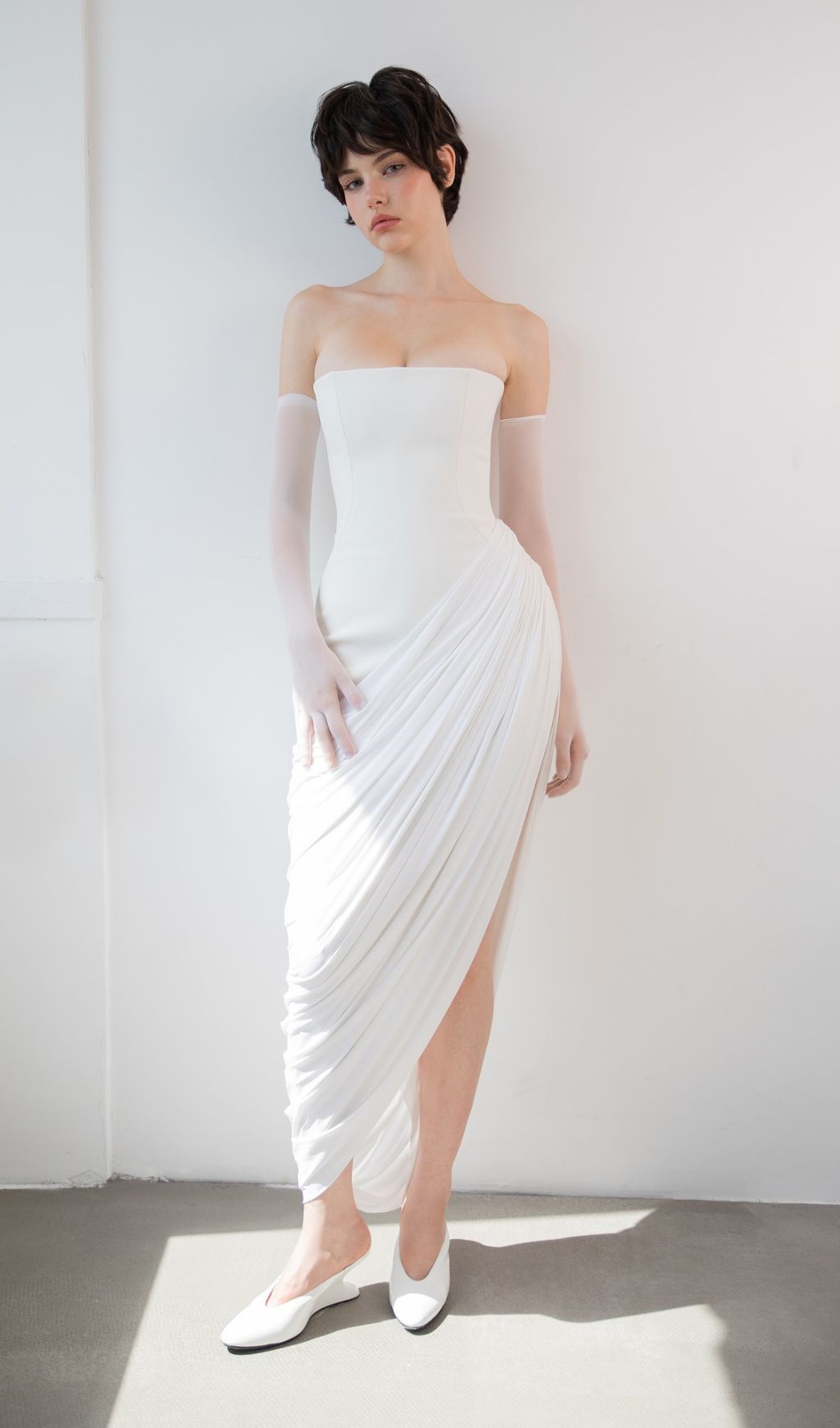 Julianne White Strapless Maxi Dress