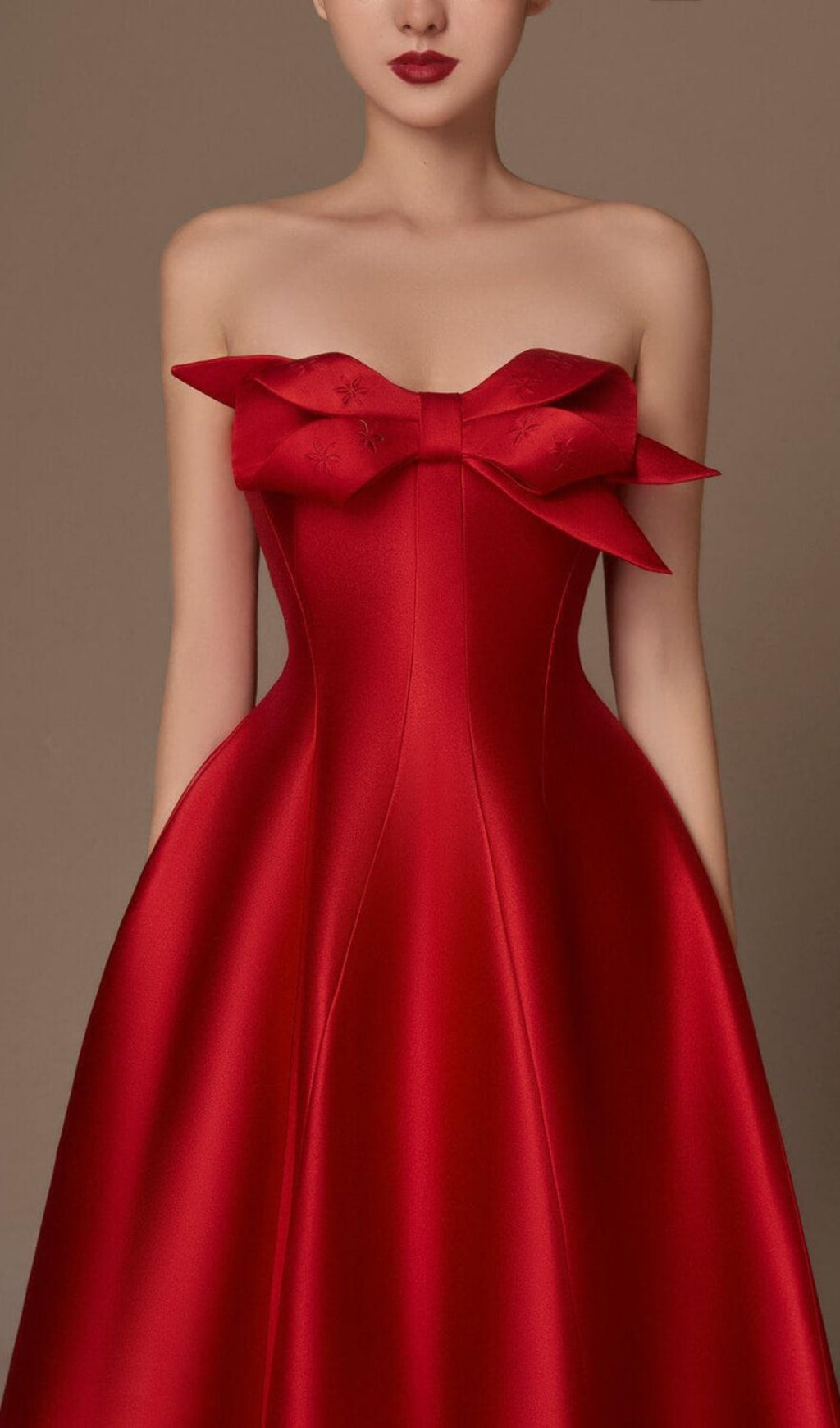 Avani Red Taffeta Bow Midi Dress
