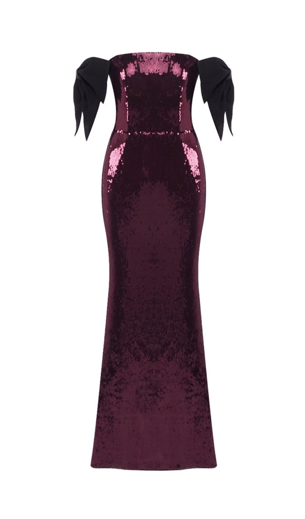 Jurek Sequin Off-Shoulder Bow Maxi Gown