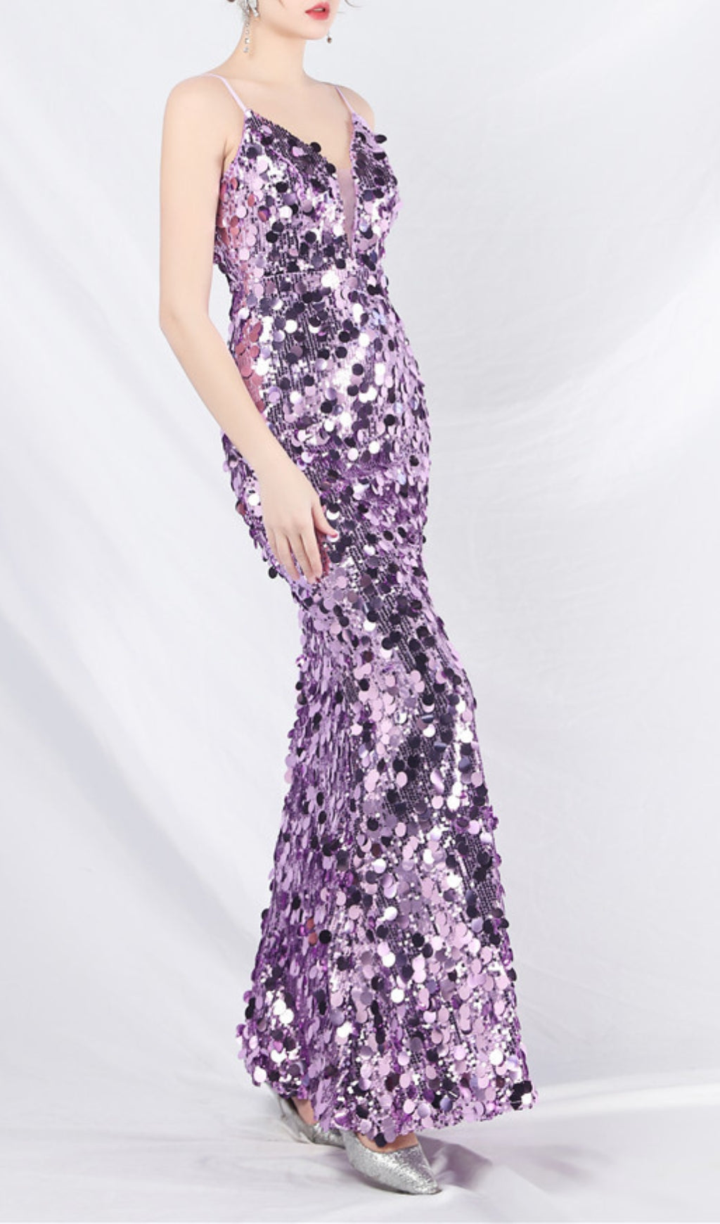 Chole Dazzling Purple Sequin Maxi Dress