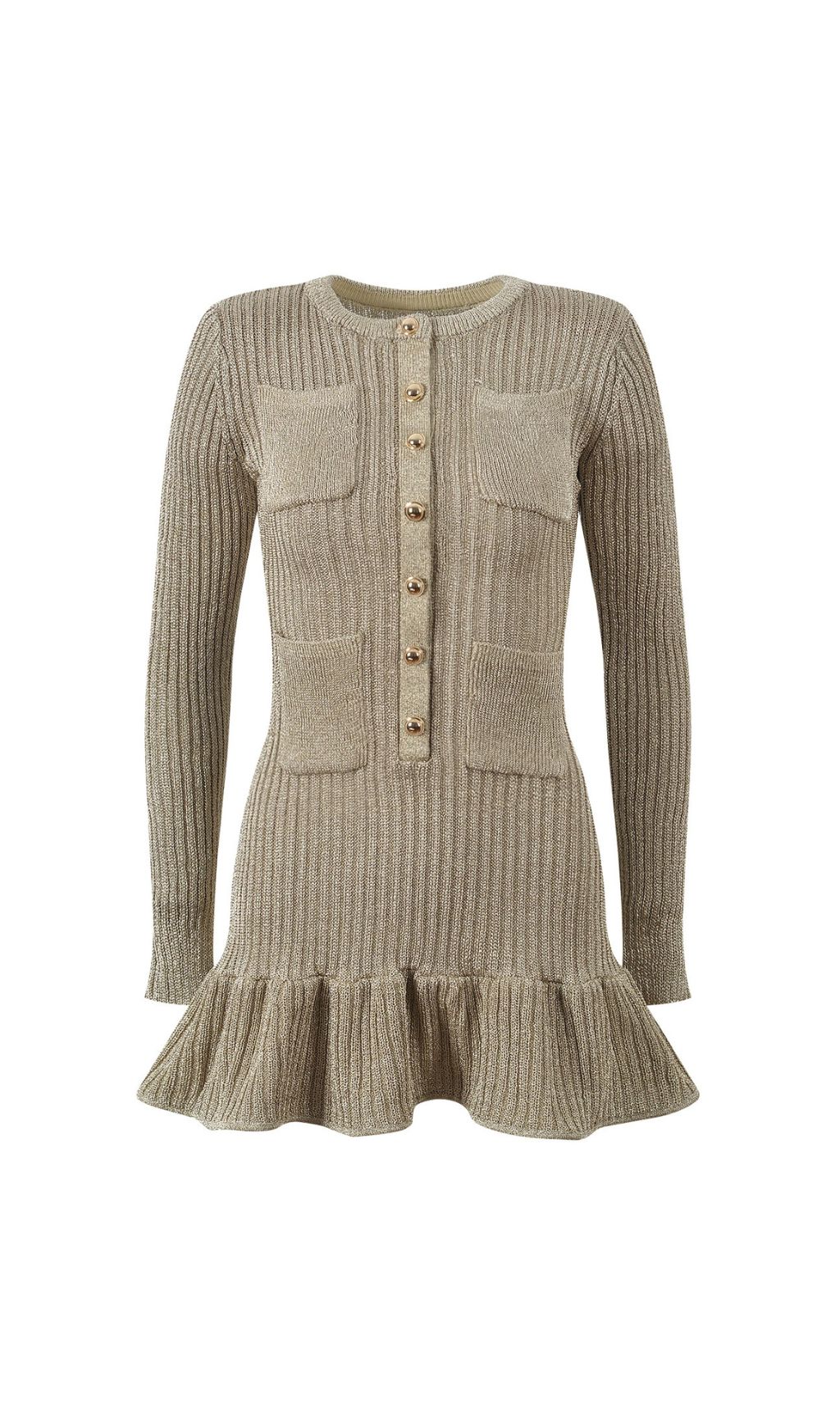 Shimmering Metallic Knit Mini Dress