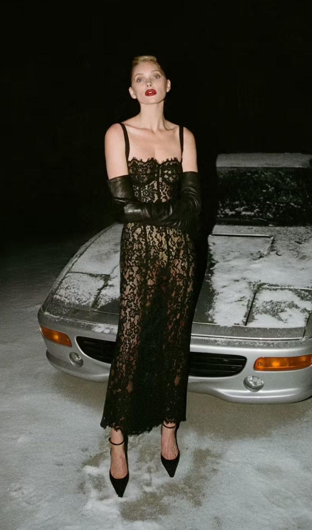 Elata Black Lace Bustier Maxi Dress