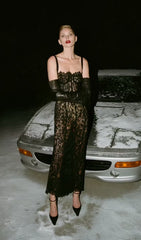 Elata Black Lace Bustier Maxi Dress