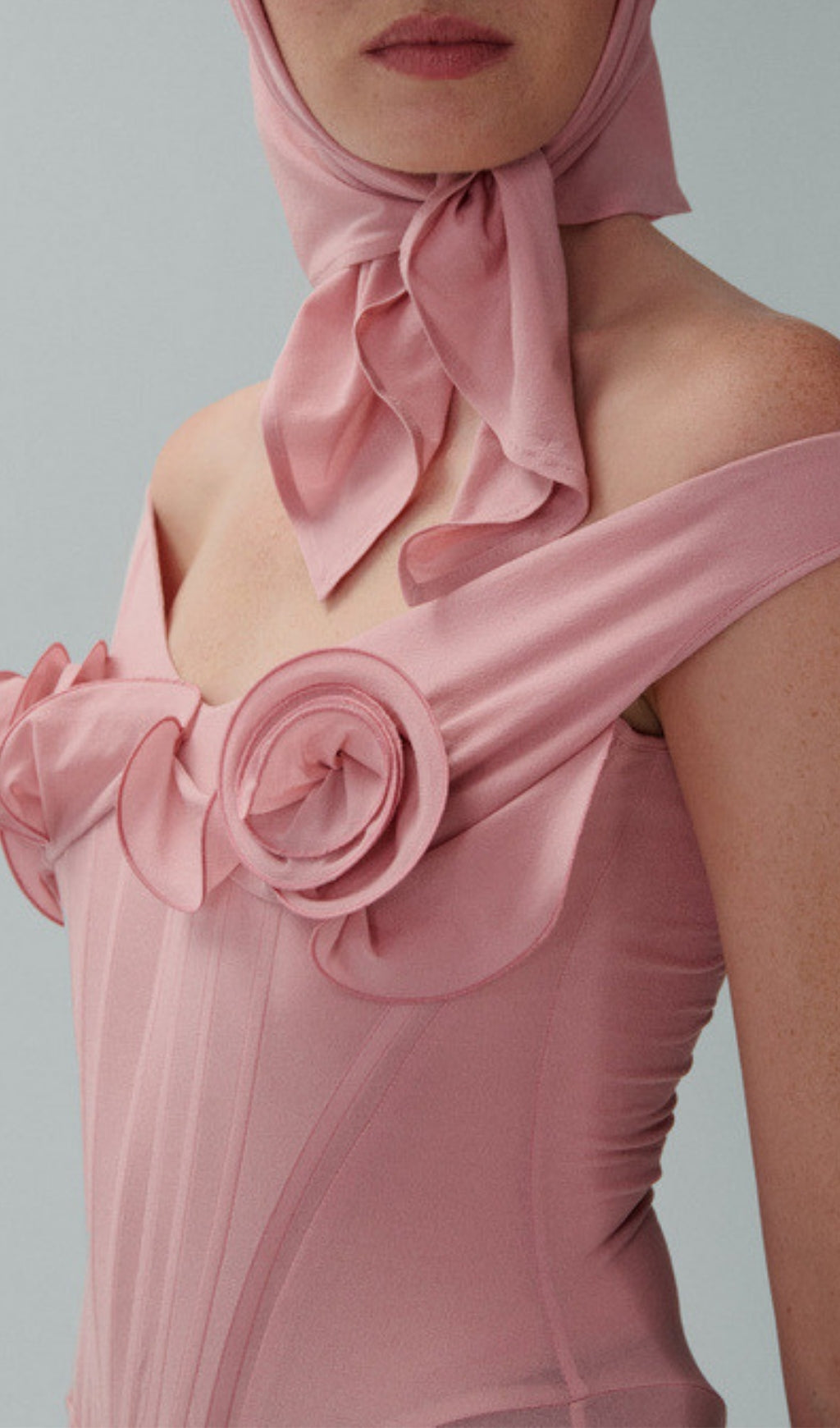 Elof Romantic Pink Corset Midi Dress