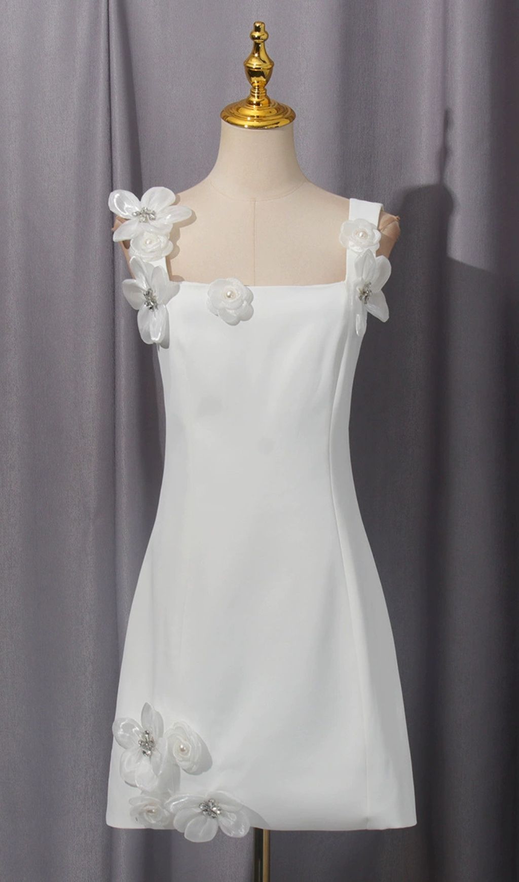 Glison Black 3D Flower Embellished Mini Dress