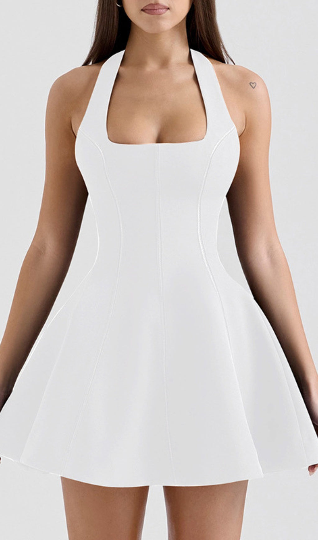 Ervin Red Halter Square Neck Mini Dress
