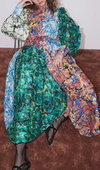 Caleigh Chic Multi-Marbled Print Long Sleeve Maxi Dress