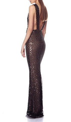 Jocelin Dazzling Sequin Maxi Gown with Statement Satin Bow