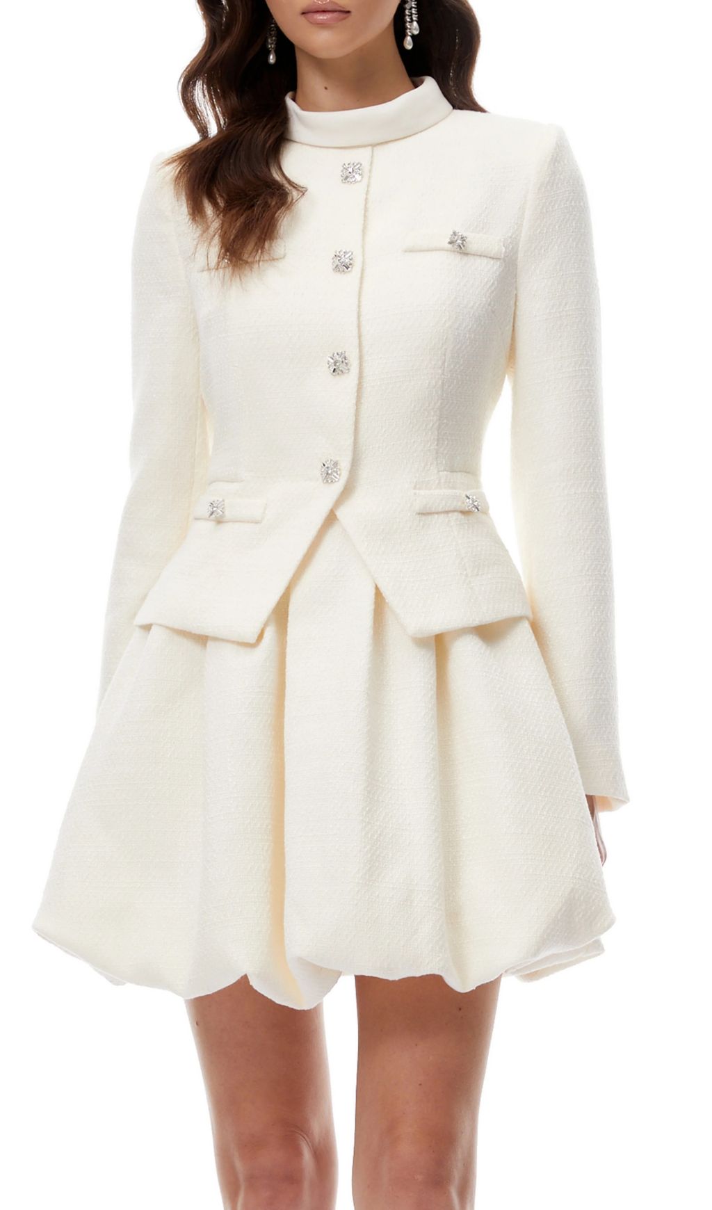 Jenner Luxe White Tweed Mini Dress
