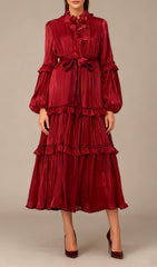 Ilissa Elegant Ruffle Midi Dress for Women