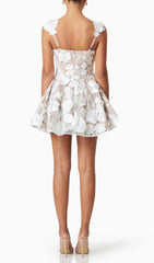 Deva White 3D Floral Embellished Mini Dress