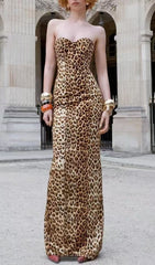 Hirokazu Strapless Leopard Maxi Dress