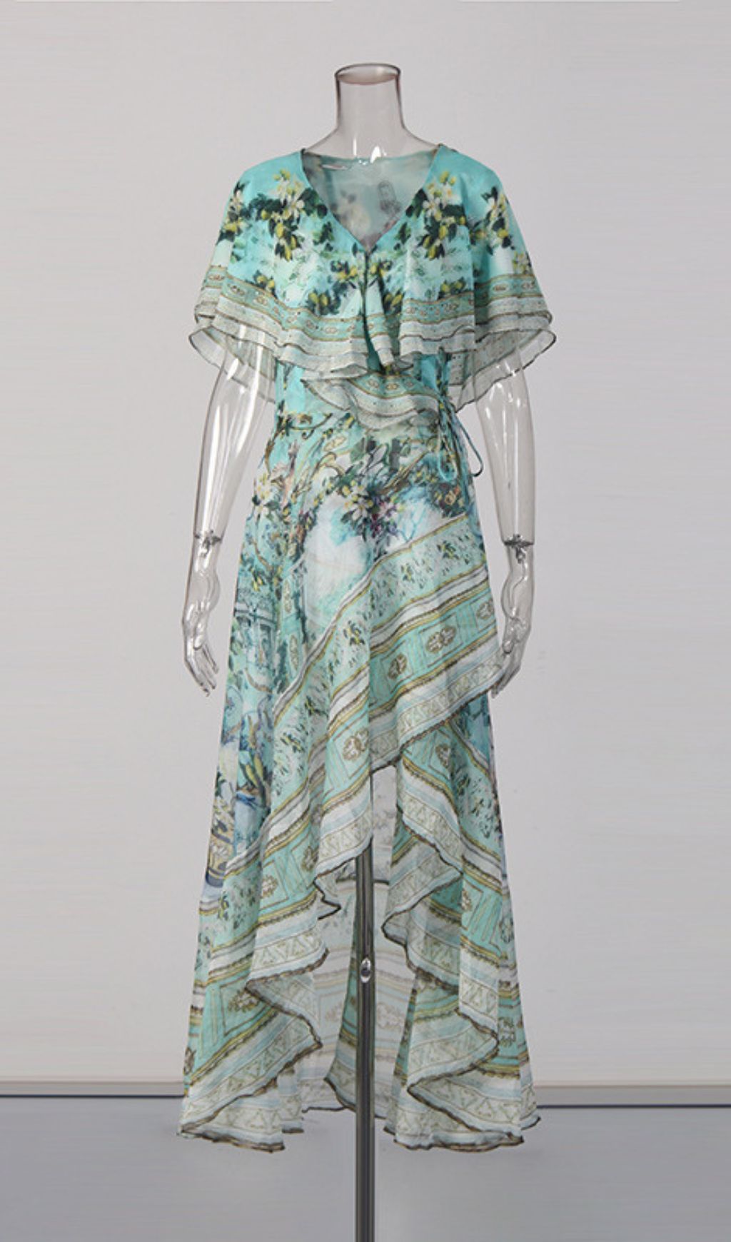 Jaymes Artistic Print High-Low Maxi Dress