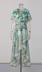 Jaymes Artistic Print High-Low Maxi Dress