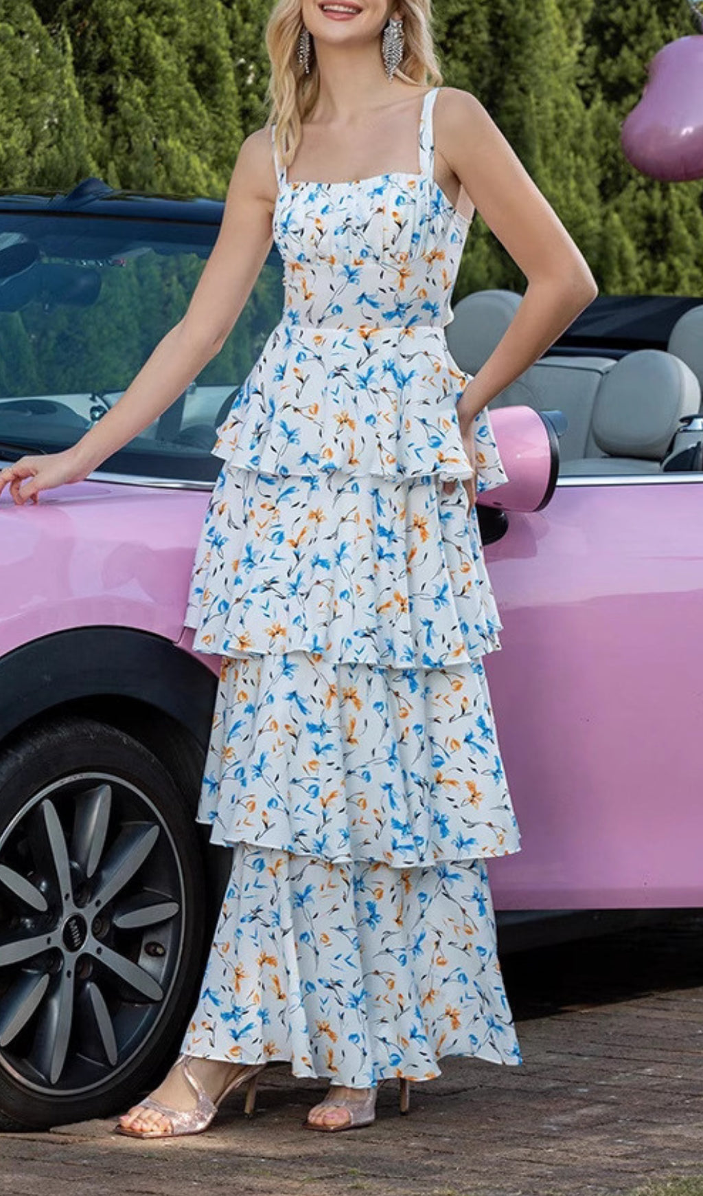 Dianthe Floral Printed Tiered Maxi Dress