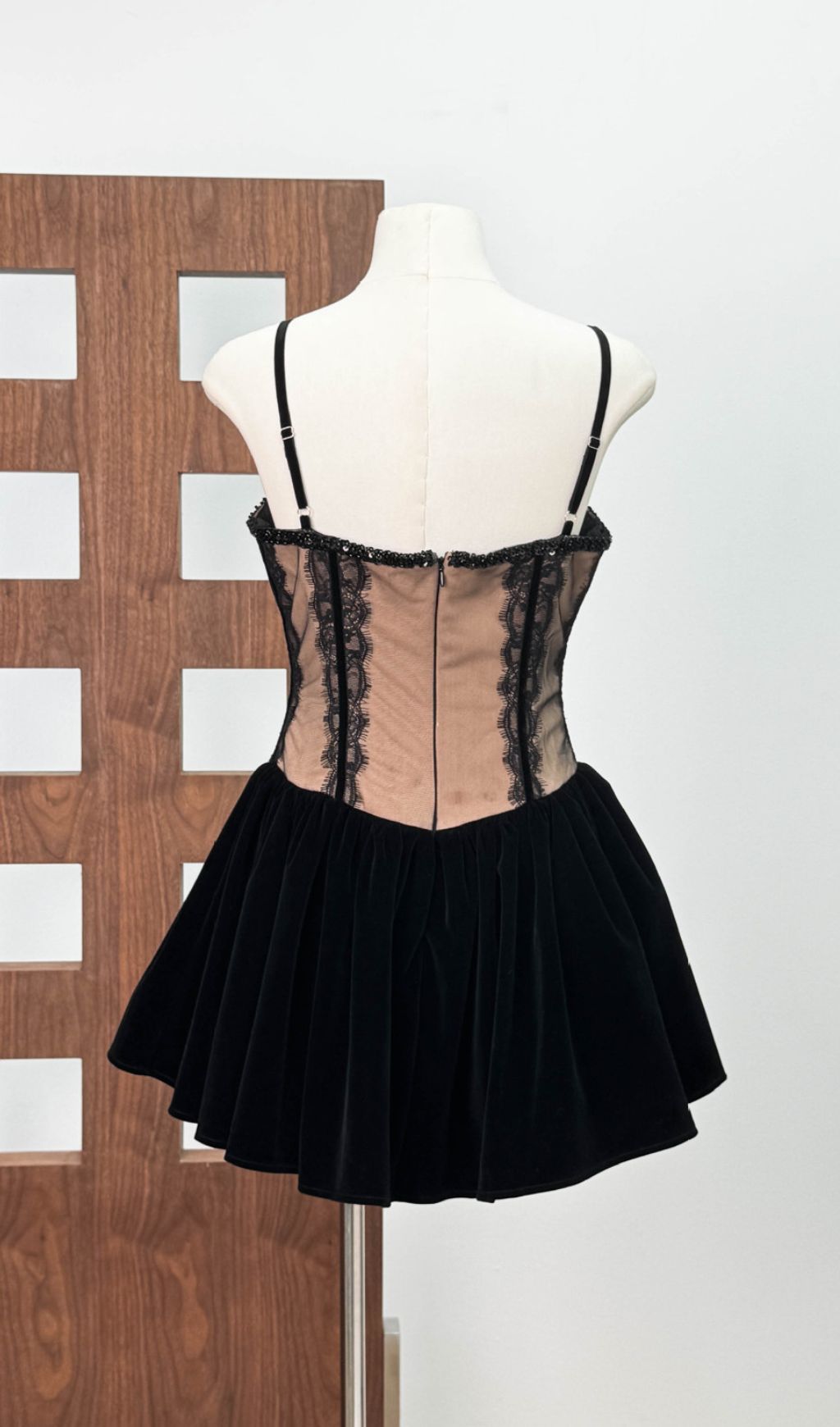 Iorwen Black Lace Corset Mini Dress