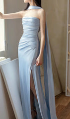 Elandra Luxe Sky Blue Satin Maxi Gown