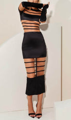 Siren White Mesh Illusion Long Sleeve Bodycon Midi Dress