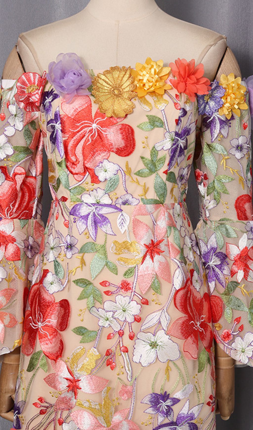 Iga Floral Embroidered Off-Shoulder Mini Dress