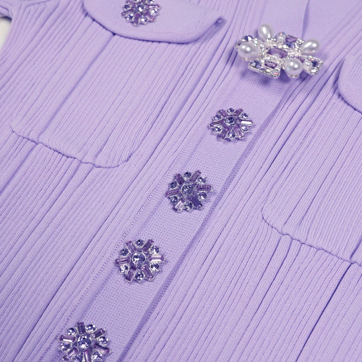 Elegant Lilac Ribbed Knit Maxi Dress