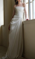 Delta Elegant Satin Ruched Wedding Dress